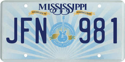 MS license plate JFN981