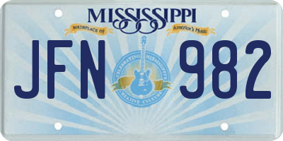 MS license plate JFN982