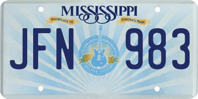 MS license plate JFN983