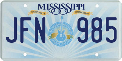 MS license plate JFN985