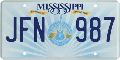 MS license plate JFN987