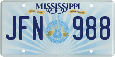 MS license plate JFN988