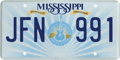 MS license plate JFN991