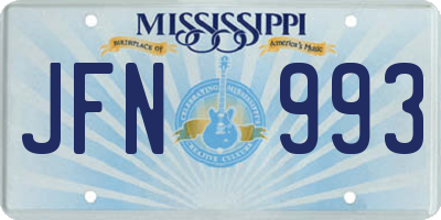MS license plate JFN993