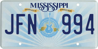 MS license plate JFN994