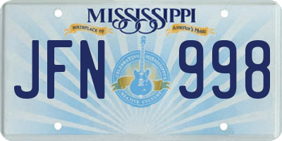 MS license plate JFN998