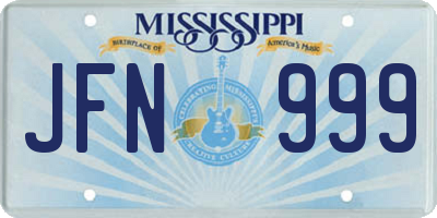 MS license plate JFN999
