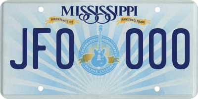 MS license plate JFO000