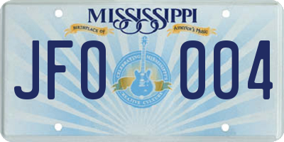 MS license plate JFO004