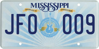 MS license plate JFO009