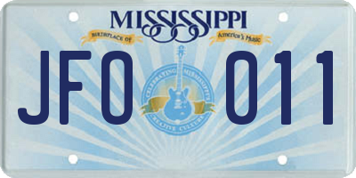 MS license plate JFO011