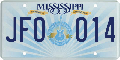MS license plate JFO014