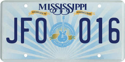MS license plate JFO016