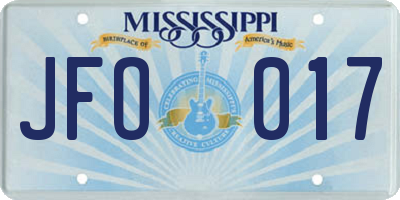 MS license plate JFO017