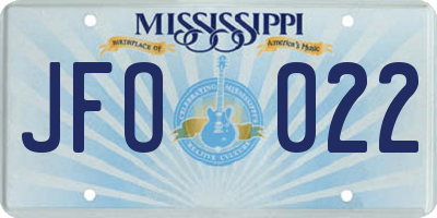 MS license plate JFO022