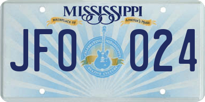MS license plate JFO024