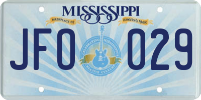 MS license plate JFO029