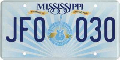 MS license plate JFO030
