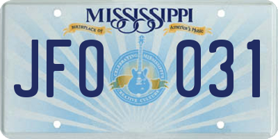MS license plate JFO031