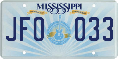 MS license plate JFO033