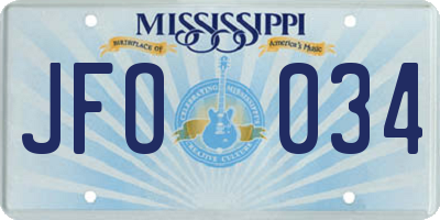 MS license plate JFO034