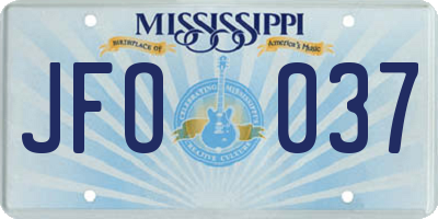 MS license plate JFO037