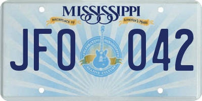 MS license plate JFO042