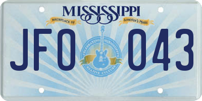 MS license plate JFO043