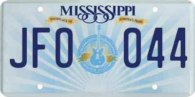 MS license plate JFO044