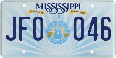 MS license plate JFO046