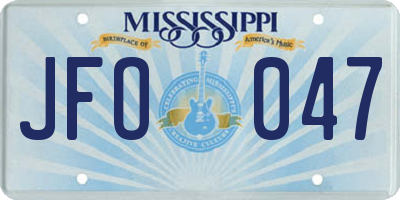 MS license plate JFO047