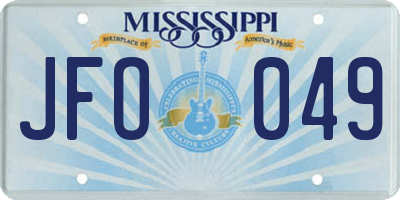 MS license plate JFO049