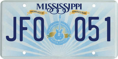 MS license plate JFO051
