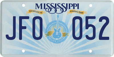 MS license plate JFO052