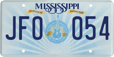 MS license plate JFO054