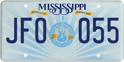 MS license plate JFO055