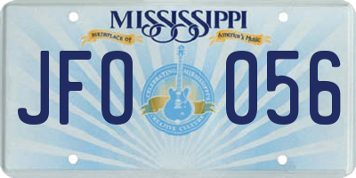 MS license plate JFO056
