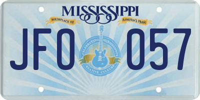 MS license plate JFO057