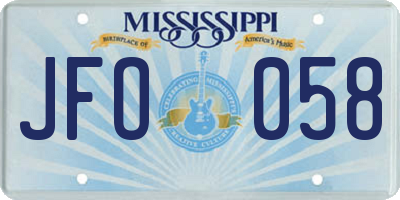 MS license plate JFO058
