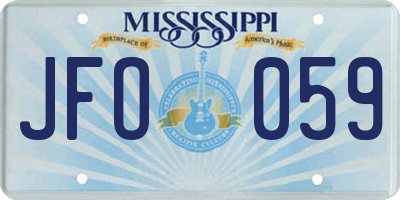 MS license plate JFO059
