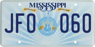 MS license plate JFO060