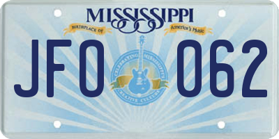 MS license plate JFO062