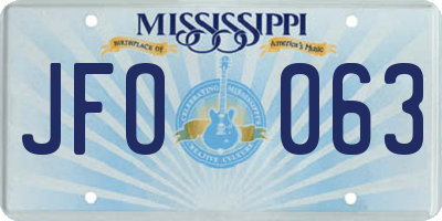 MS license plate JFO063