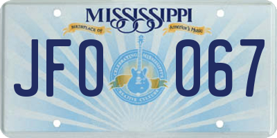 MS license plate JFO067