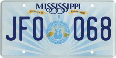 MS license plate JFO068
