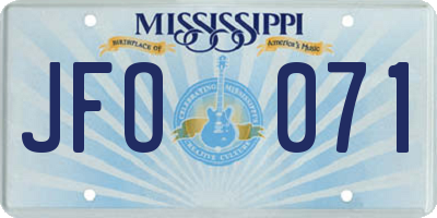 MS license plate JFO071