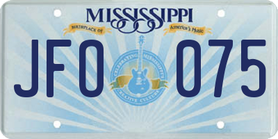 MS license plate JFO075