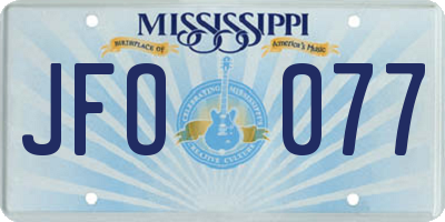 MS license plate JFO077