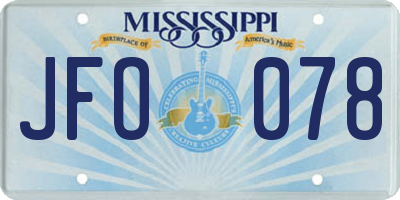 MS license plate JFO078