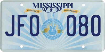 MS license plate JFO080